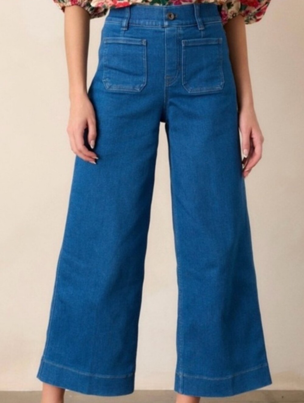SPANX Spanxshape Everywhere  High-Rise Wide Leg  Cropped Jeans Size S